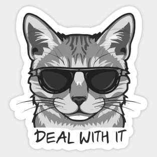 Slick Feline Swagger - Deal With It! Sticker